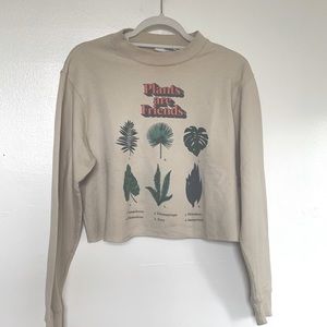 Cropped long-sleeve sweatshirt